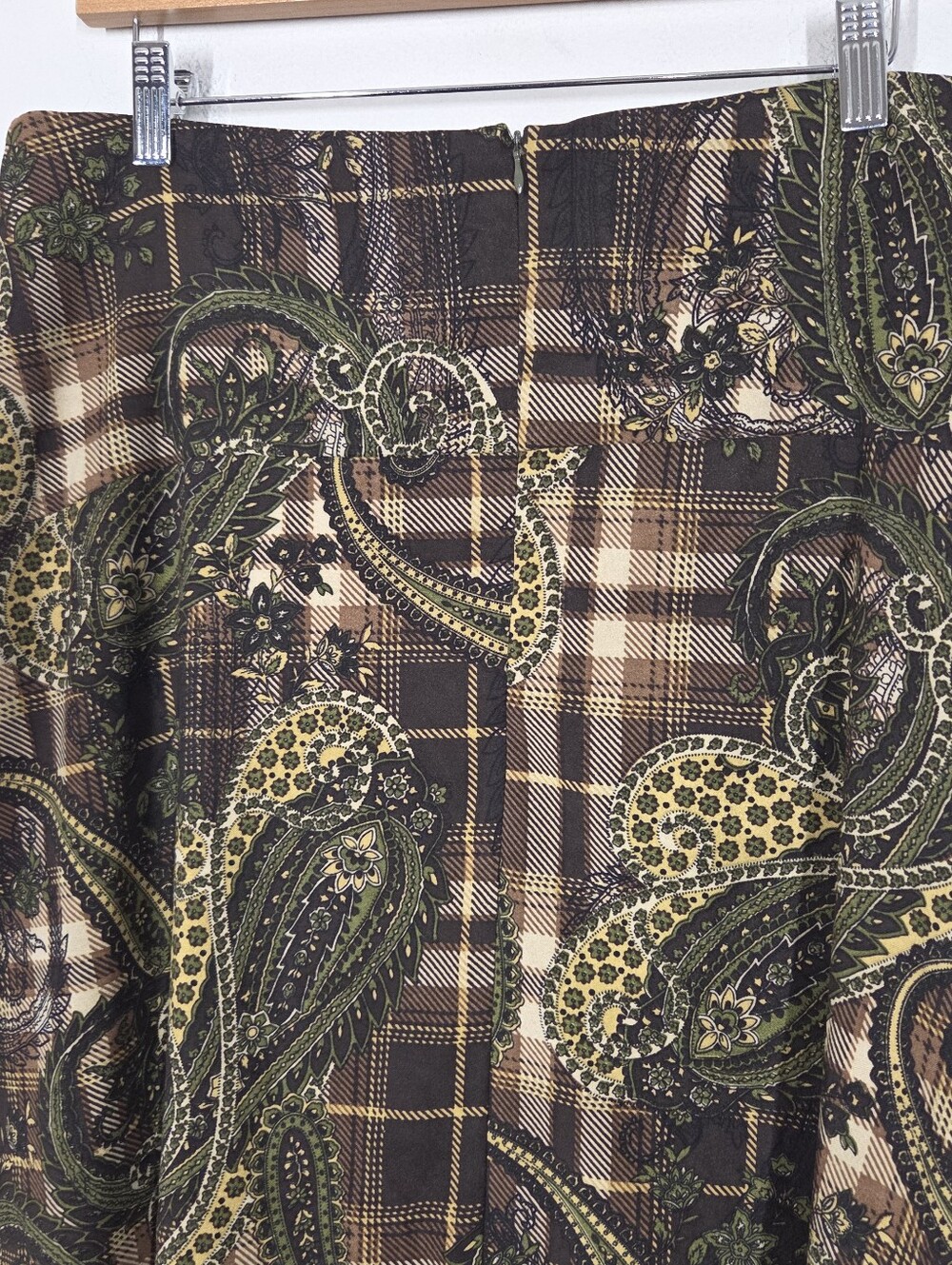 Vtg Y2K Cato Paisley Plaid Midi Skirt 12 Grunge Whimsigoth Academia Forest Boho - Picture 6 of 9
